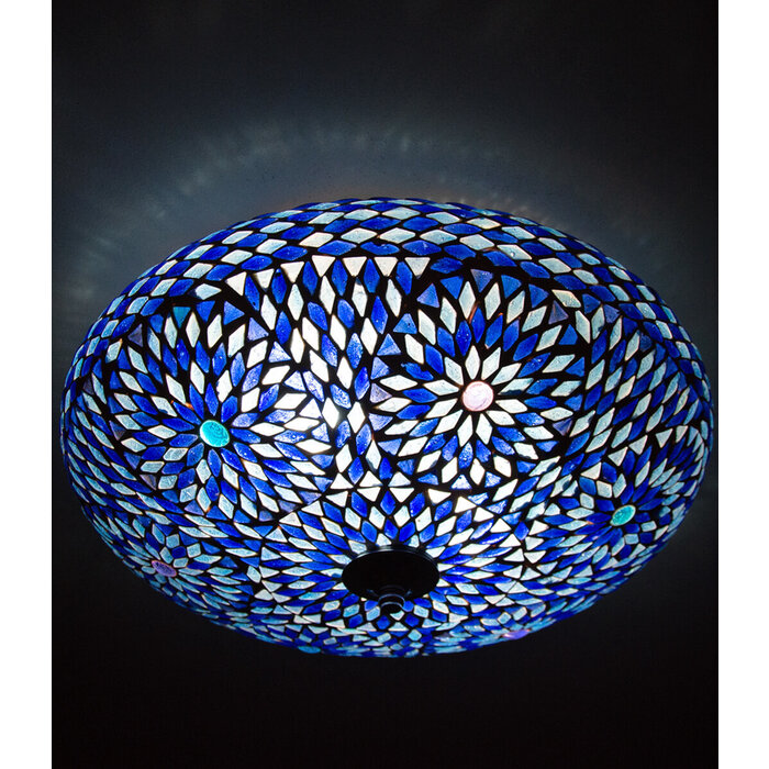 Blaue Deckenlampe mit Mosaik, 38 cm