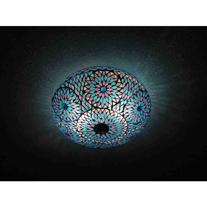 Blaue Deckenlampe mit Mosaik, 38 cm
