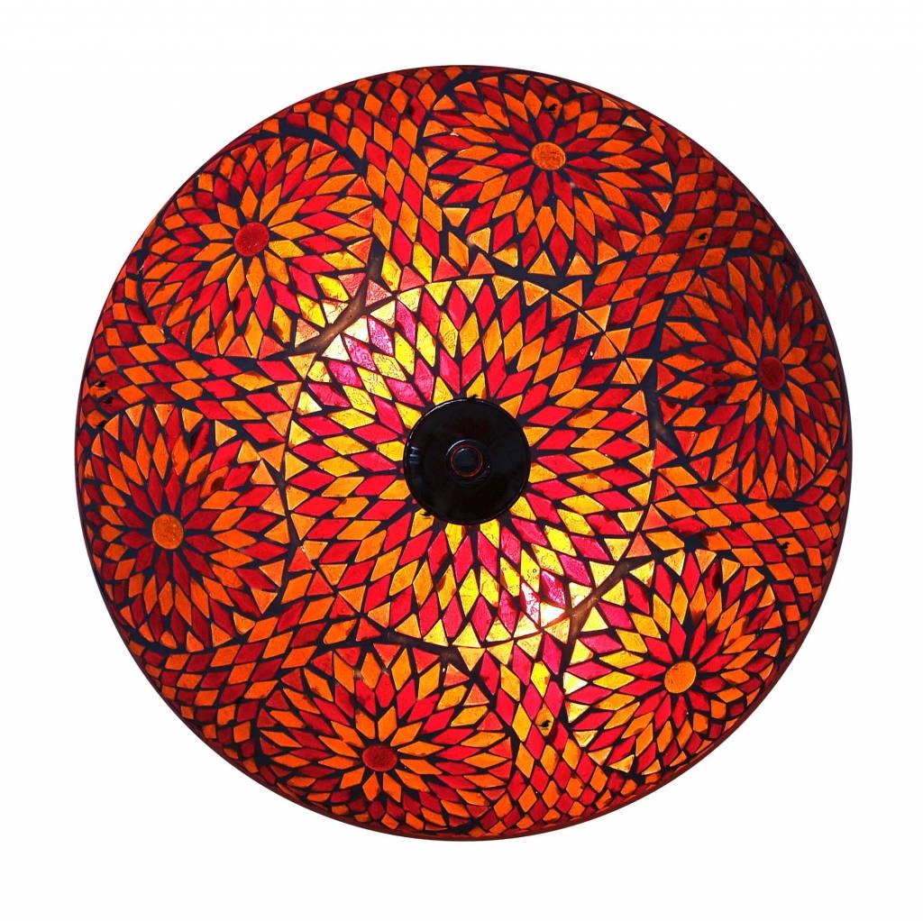 Orientalische Deckenlampe mit rotem Glasmosaik