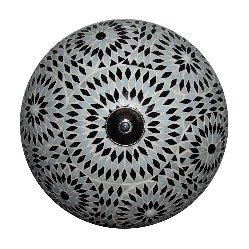 Deckenlampe mit schwarz-weißem Glasmosaik