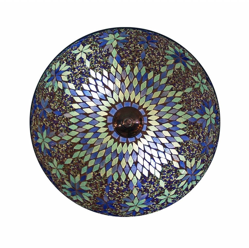 Marokkanische Deckenlampe in Blau mit Perlen