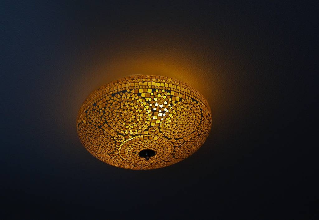 Orientalische Deckenlampe in Braun mit Mosaik