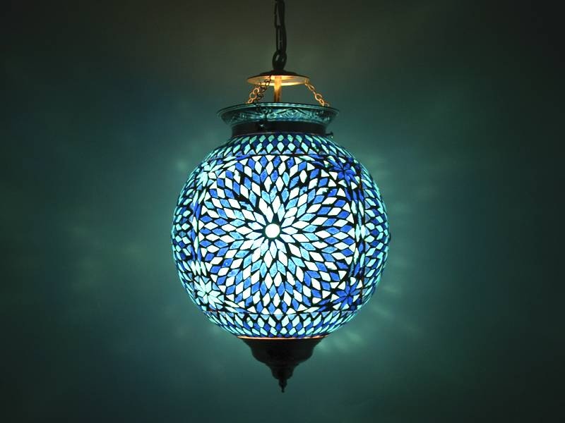 Orientalische Hängelampe in Blau-Türkis
