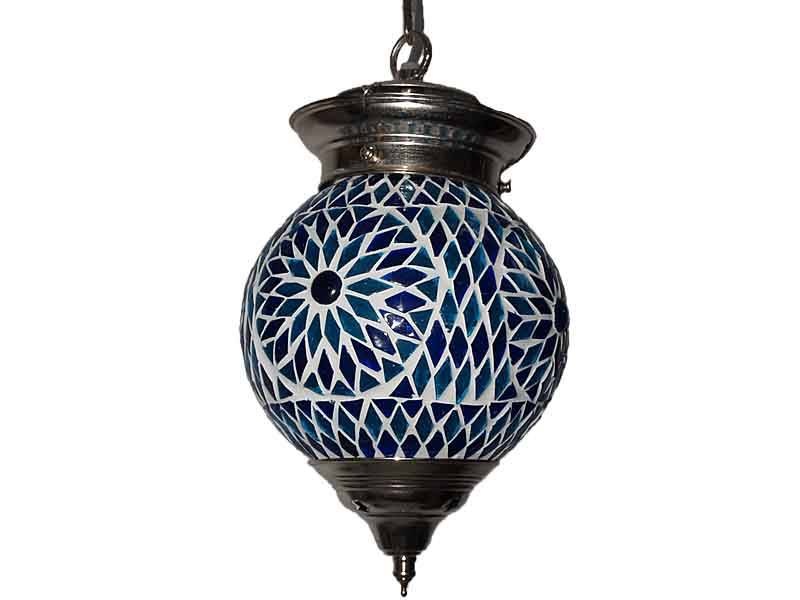 Orientalische Hängelampe in Blau-Weiß