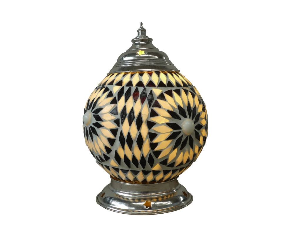 Orientalische Tischlampe in Schwarz-Weiß