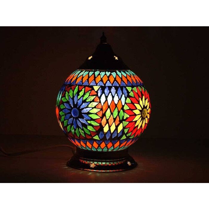 Farbenfrohe orientalische Tischlampe mit Glasmosaik