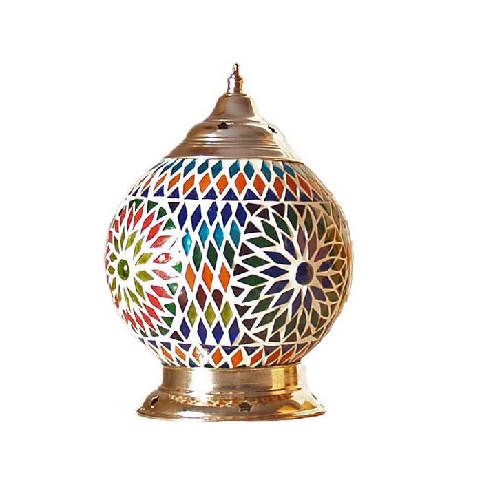 Farbenfrohe orientalische Tischlampe mit Glasmosaik