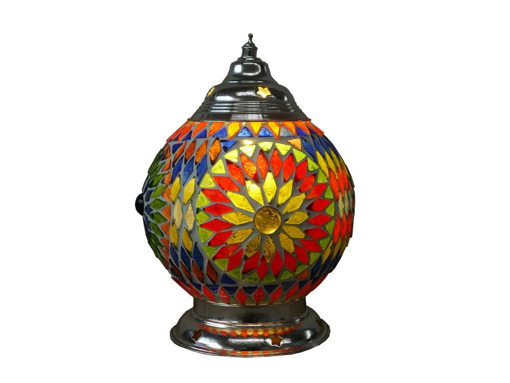 Farbenfrohe orientalische Tischlampe mit Glasmosaik