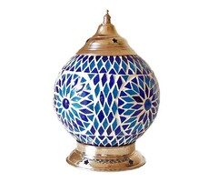 Orientalische Tischlampe in Blau-Weiß