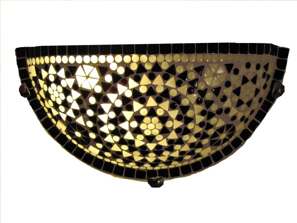 Orientalische Wandlampe Mosaik schwarz-weiß