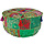 Orientalischer Pouf in Grün aus Indien mit bunten Quasten