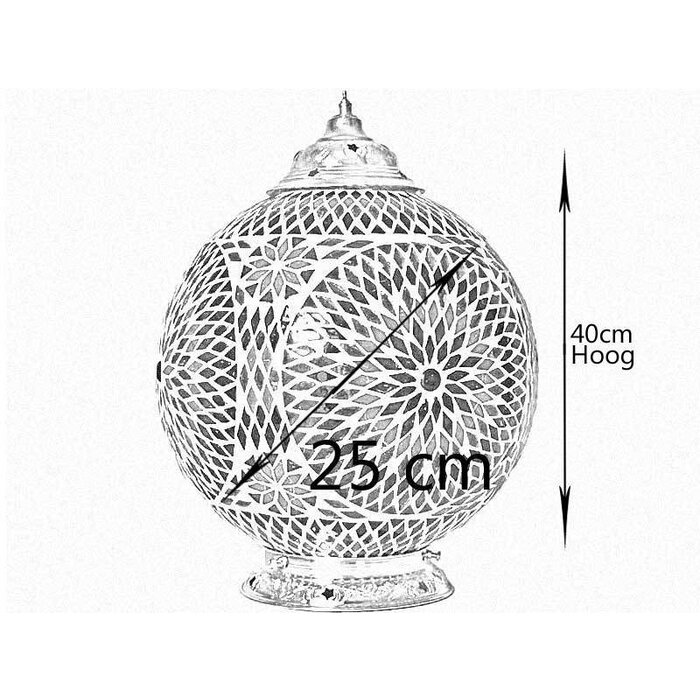 Orientalische Tischlampe mit Glasmosaik in Schwarz und Weiß