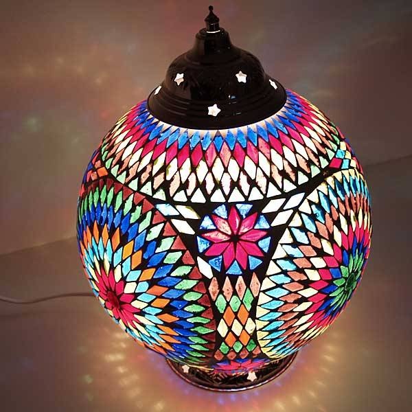 Orientalische Tischlampe mit Mosaik in Multicolor