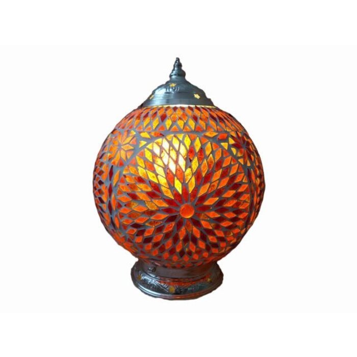 Orientalische Tischlampe aus rotem Glasmosaik