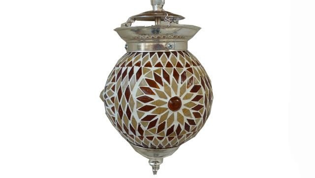 Braune Hängelampe im türkischen Design mit Mosaik