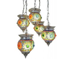 Hängelampe mit 5 bunten Kugeln