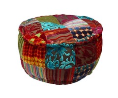 Runder bunter Patchwork-Pouf