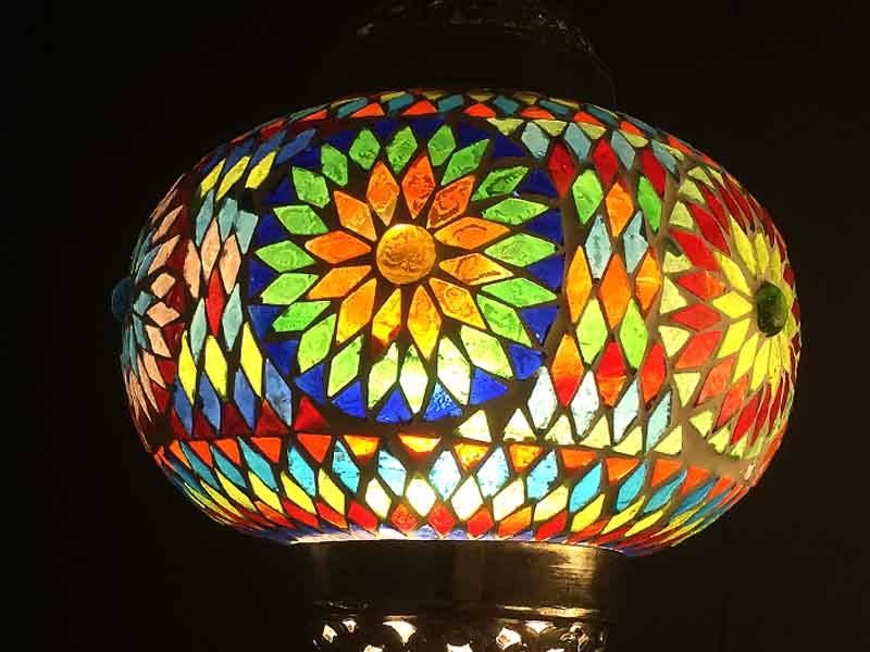 Orientalische Hängelampe aus Mosaik in Multi-Color