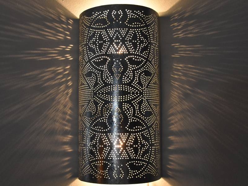 Wandlampe Silber Filigran Zylinder