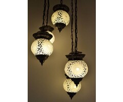 5-Kugel Pendelleuchte transparent