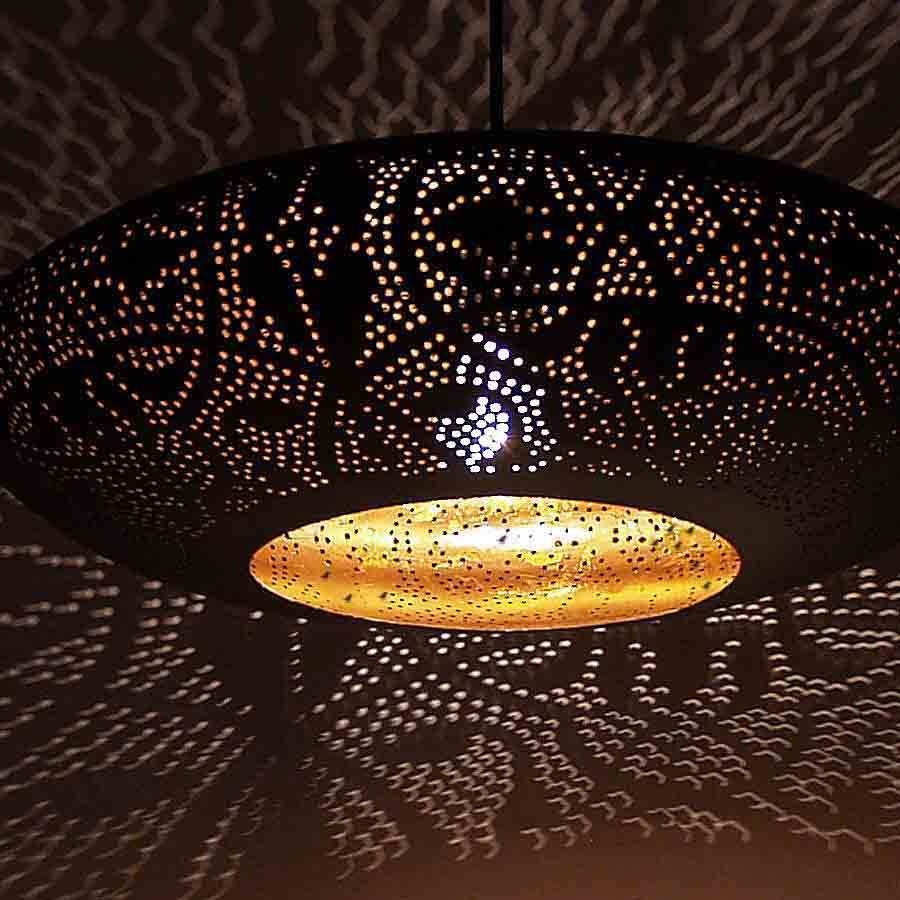 Filigrane Hängelampe UFO in Gold