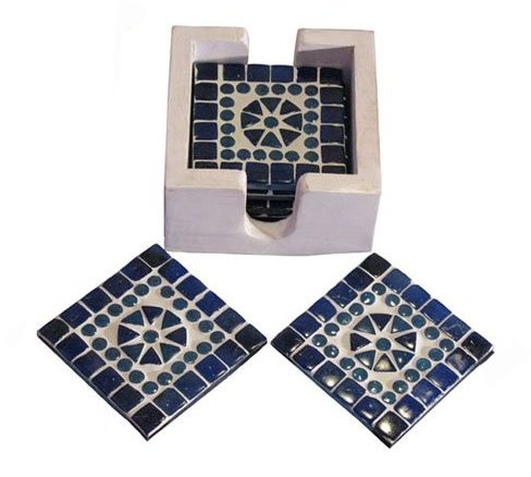 Untersetzer mit Mosaik in Blau