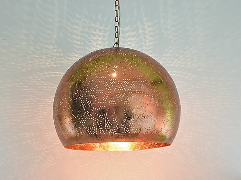 Orientalische Kupfer-Hängelampe mit Filigranmuster