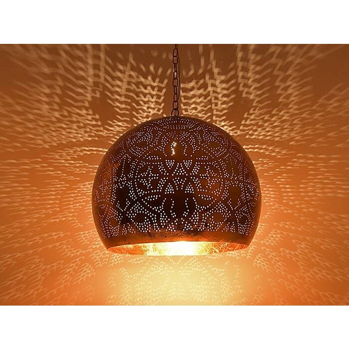 Orientalische Kupfer-Hängelampe mit Filigranmuster