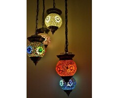 Hängelampe mit 5 Mosaik-Kugeln