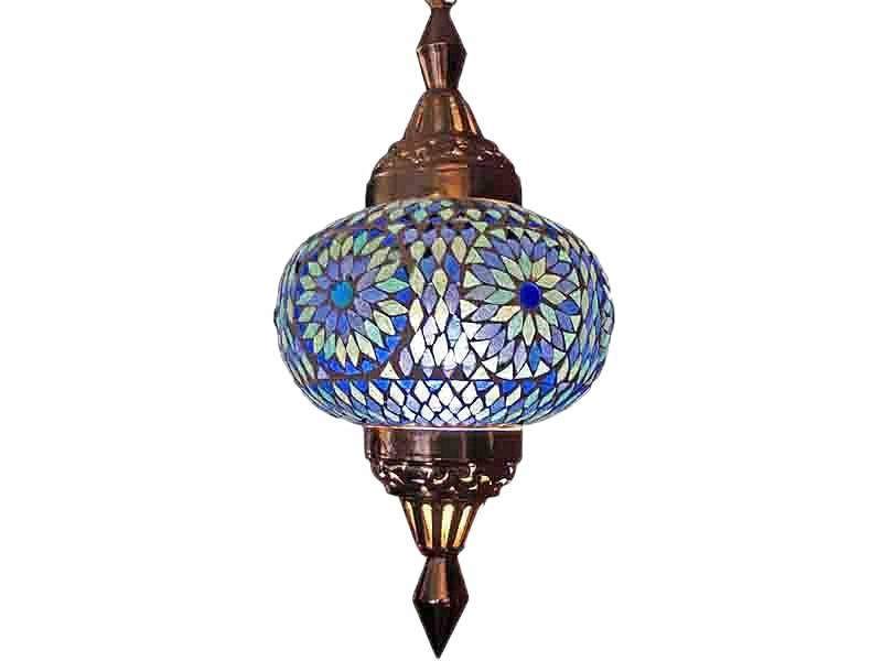 Orientalische Hängelampe mit funkelndem blauem Türkis-Design