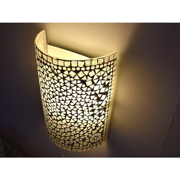 Weiße orientalische Wandleuchte aus Glasmosaik