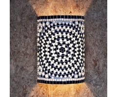 Schwarz-weiße orientalische Mosaik-Wandlampe