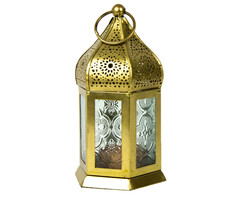 Orientalische Windlicht Gold mit Glas