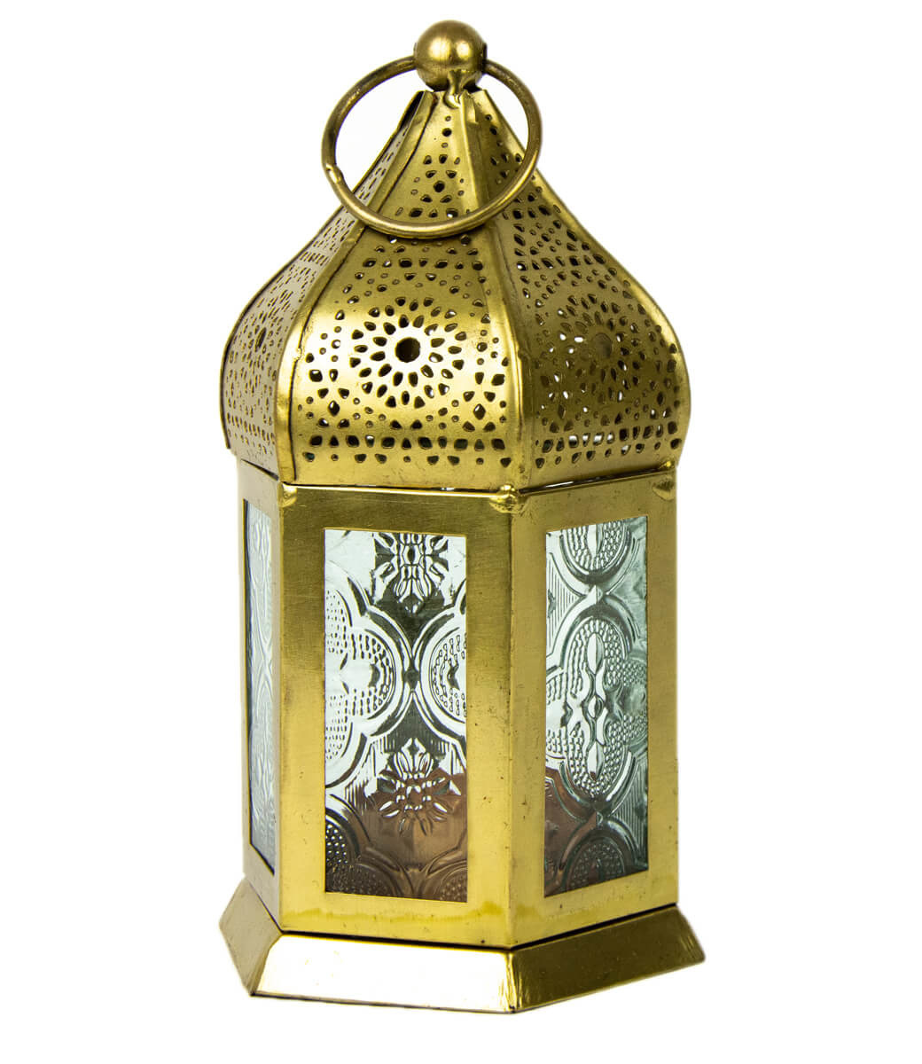 Orientalische Windlicht Gold mit Glas