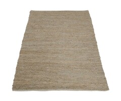 Teppich aus beigem Jute und Leder