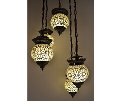 5-Kugel-Hängeleuchte in transparentem Design