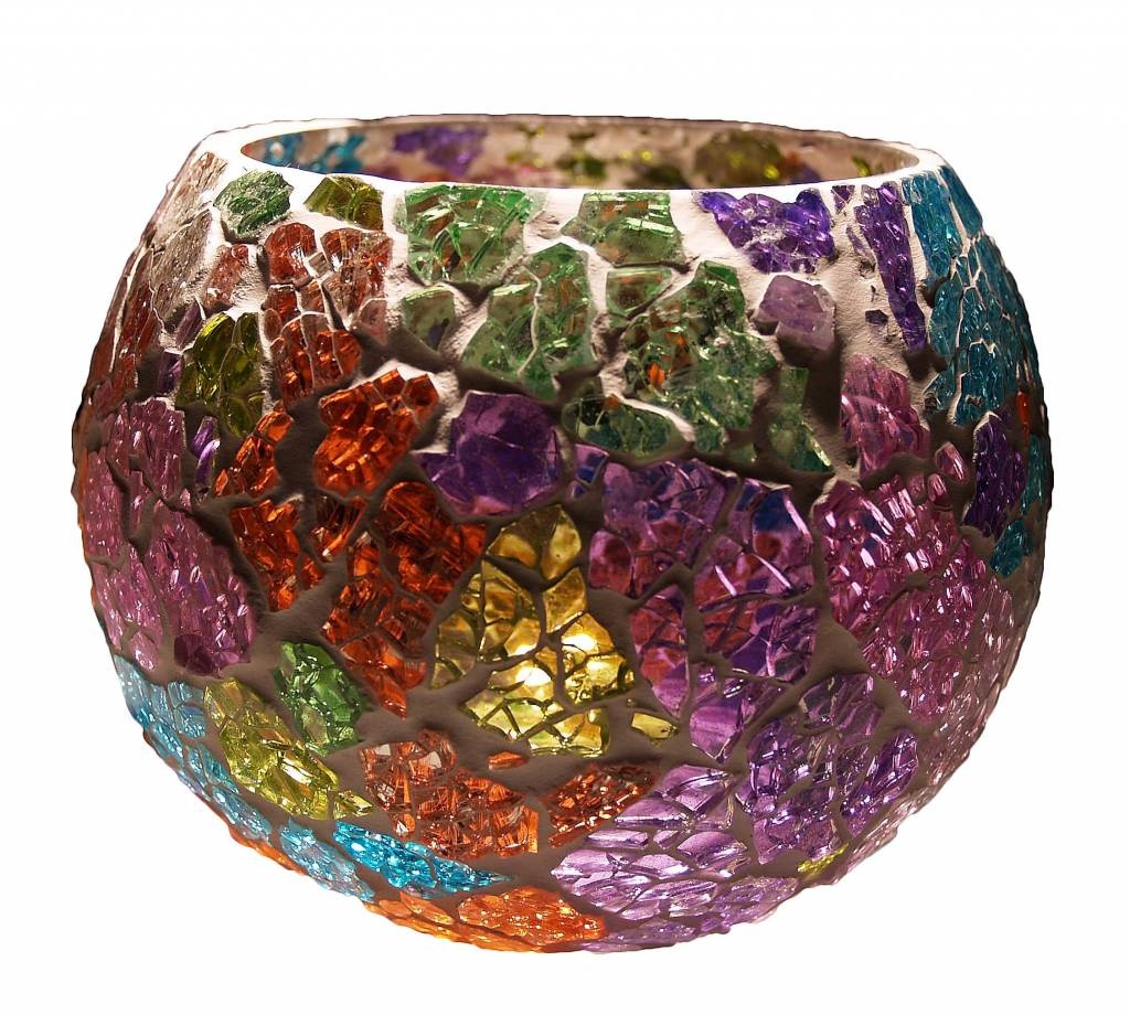 Windlicht für Teelichter in mehreren Farben.