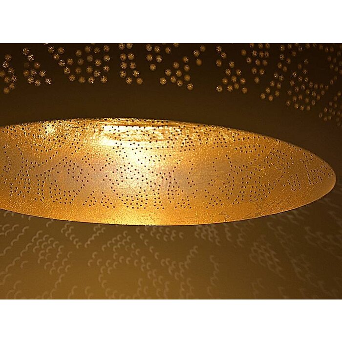 Weiße orientalische filigrane Pendelleuchte mit goldener Innenseite