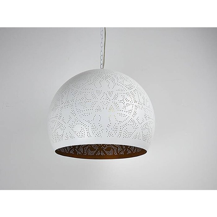 Weiße orientalische filigrane Pendelleuchte mit goldener Innenseite