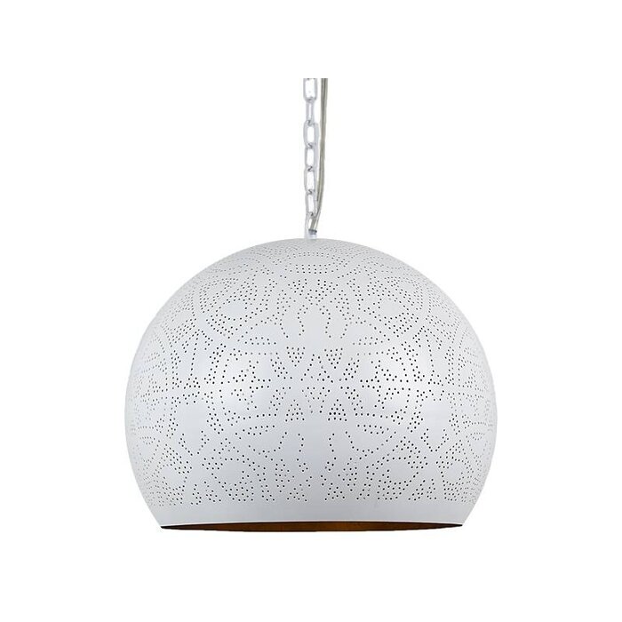 Weiße orientalische filigrane Pendelleuchte mit goldener Innenseite