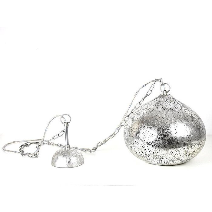 Silberne orientalische Vintage-Hängelampe mit Filigranmuster