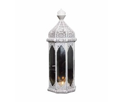 weiße Brocante-Windlicht