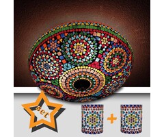 Mosaik-Deckenleuchte mit Teelichthaltern