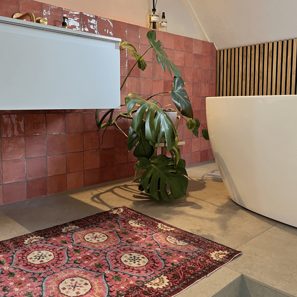 Kelim-Badteppich rosa