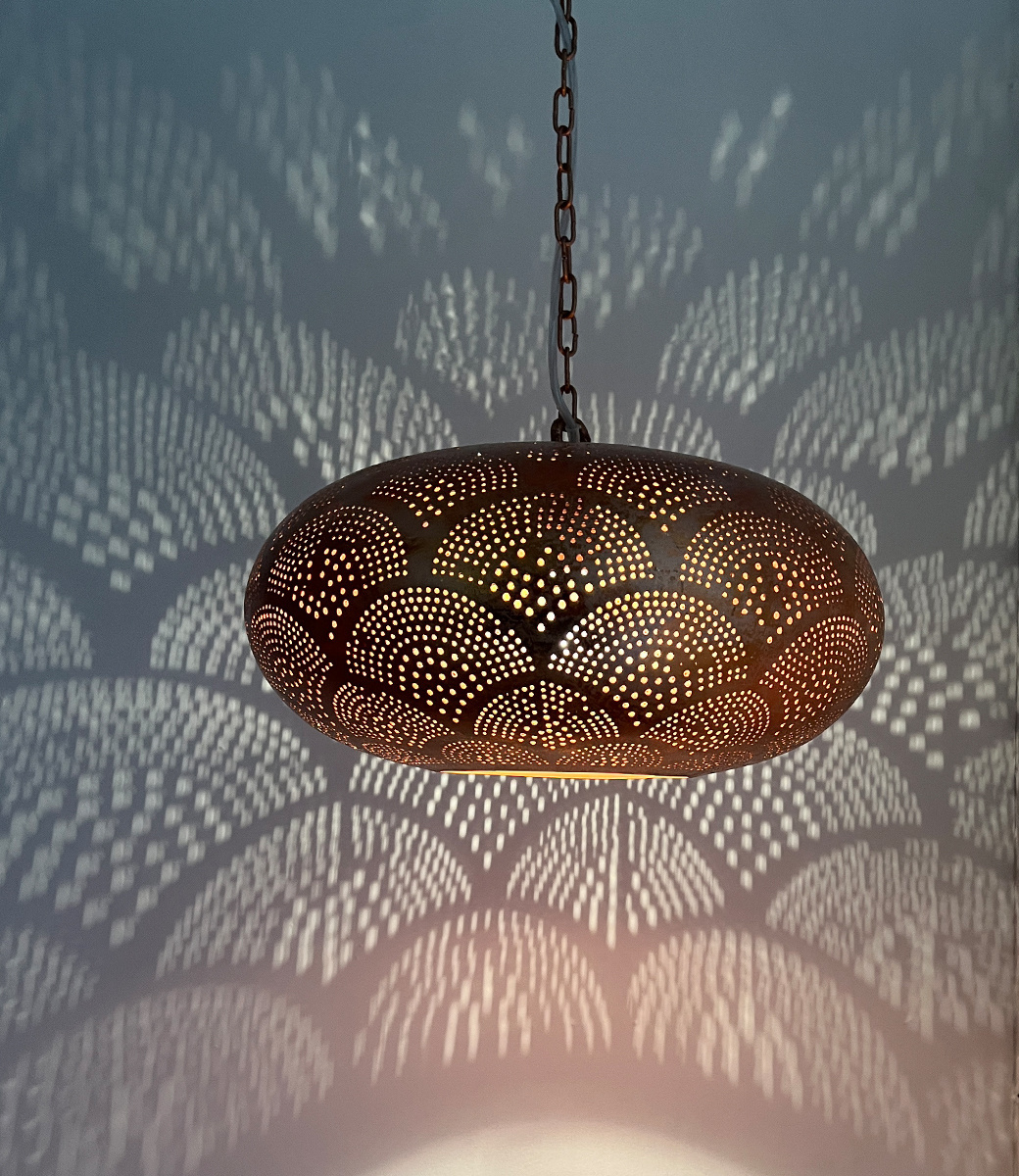 Kupferne orientalische Hängelampe XL