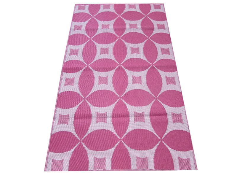 Outdoor-Teppich in Rosa mit Weiß