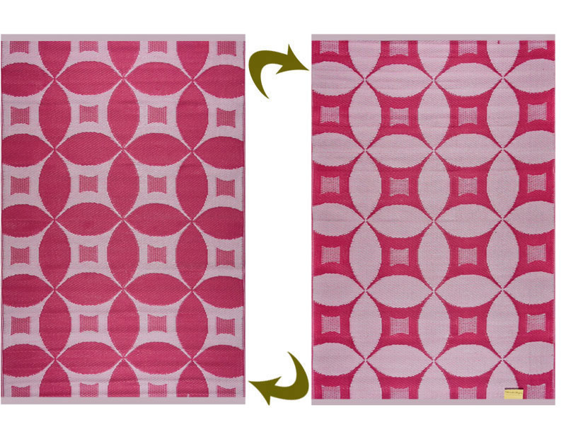 Outdoor-Teppich in Rosa mit Weiß