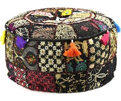 Bohemian Pouf Schwarz