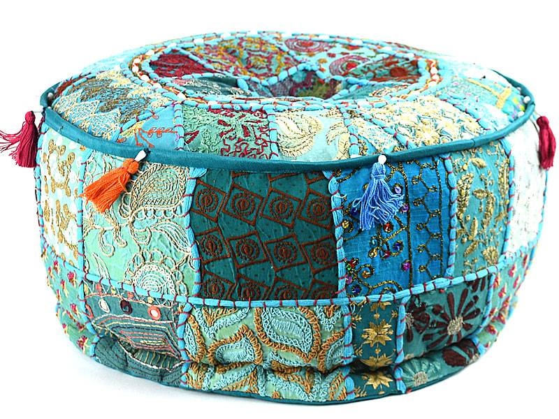Bohemian Hocker blau/türkis