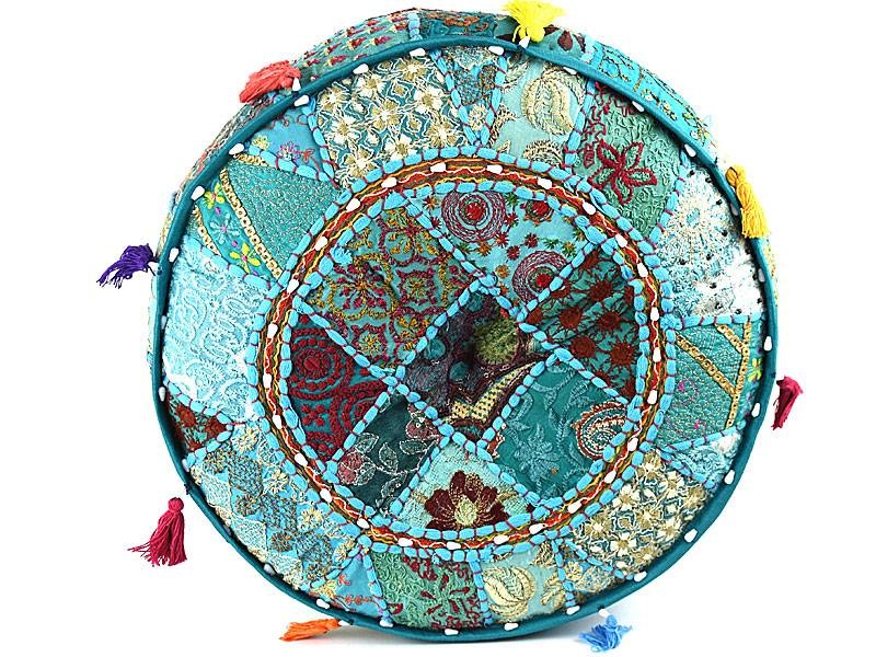 Bohemian Hocker blau/türkis